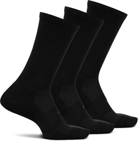 جورب كلاسيكي عالي الأداء من Feetures للنساء والرجال - جوارب رياضية ماصة للرطوبة - أسود، متوسط ​​(3 أزواج) in Saudi Arabia