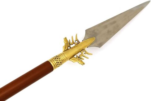 Medieval Warrior 10th Century High Carbon Steel Viking Spear Head w/Solid Brass Molding & Leather Sheath in Saudi Arabia