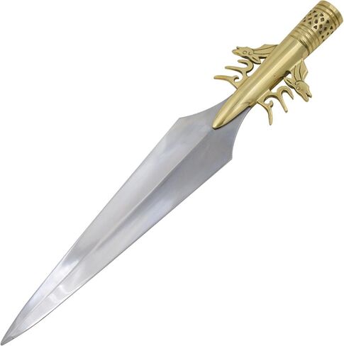 Medieval Warrior 10th Century High Carbon Steel Viking Spear Head w/Solid Brass Molding & Leather Sheath in Saudi Arabia