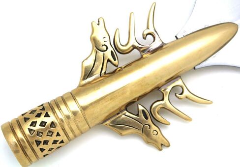 Medieval Warrior 10th Century High Carbon Steel Viking Spear Head w/Solid Brass Molding & Leather Sheath in Saudi Arabia
