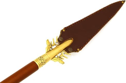 Medieval Warrior 10th Century High Carbon Steel Viking Spear Head w/Solid Brass Molding & Leather Sheath in Saudi Arabia