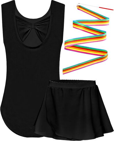 Snowheart Girls Gymnastics Leotards Crew Neck Shiny Tumble Bodysuits Sleeveless Tank Gym Leos with Skirts for Kids Class in Saudi Arabia
