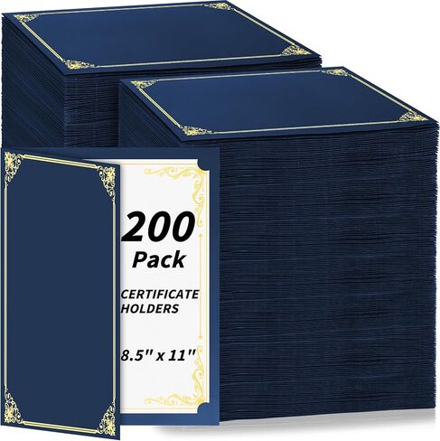 110 Pcs Certificate Holders Bulk, Navy Blue Diploma Covers Gold Foil Border, Document Covers for Letter Size 8.5x11" Award Certificates, Cardstock, Document Papers, Graduation in Saudi Arabia