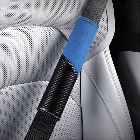 Car Seat Belt Cover, 2PCS Carbon Fiber Leather Soft Vehicle Seatbelt Shoulder Strap Covers, Comfortable Automotive Interior Harness Pad, Universal Fit (Black Orange) in Saudi Arabia
