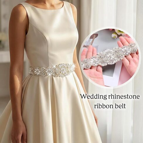 3 PCS Bridal Belt, Wedding Dress Belt Adjustable Sparkling Crystal Wedding Sash Rhinestone Belts for Women Glitter Ribbon Belts for Birthdays, Parties, Banquets, Brides, Bridesmaids in Saudi Arabia
