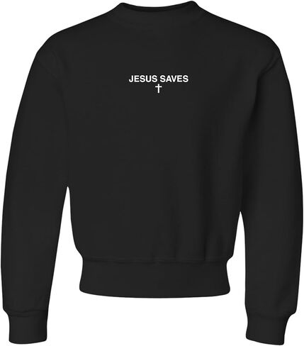 Go All Out Jesus Saves Mens Youth Sweatshirt Crewneck in Saudi Arabia