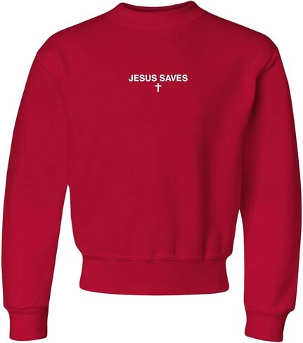 Go All Out Jesus Saves Mens Youth Sweatshirt Crewneck in Saudi Arabia