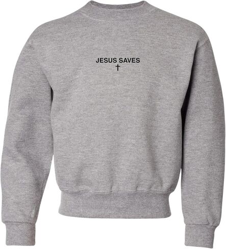 Go All Out Jesus Saves Mens Youth Sweatshirt Crewneck in Saudi Arabia