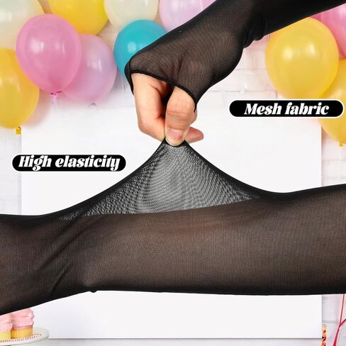 Black Gloves Women Formal Long Mesh Gloves, Elegant Fingerless Mittens Tulle Opera-Gloves Bridal Wedding Tea Party Dance Prom Costume Accessories in Saudi Arabia