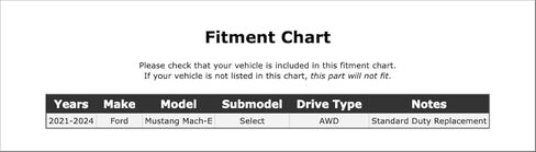 عمود محور السيرة الذاتية لجانب السائق واليسار الأمامي متوافق مع Ford Mustang Mach-E AWD Select 2024 2023 2022 2021 P-5154933 in Saudi Arabia