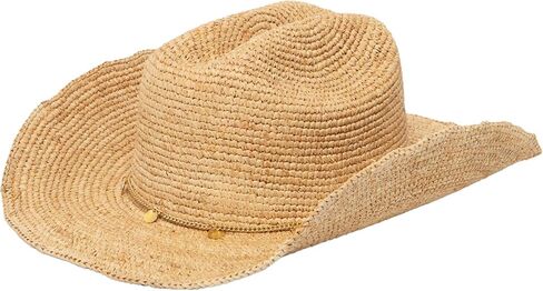 San Diego Hat Co. INES - Women's Crochet Raffia Cowboy Ivory in Saudi Arabia