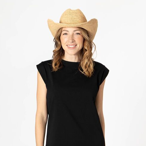 San Diego Hat Co. INES - Women's Crochet Raffia Cowboy Ivory in Saudi Arabia