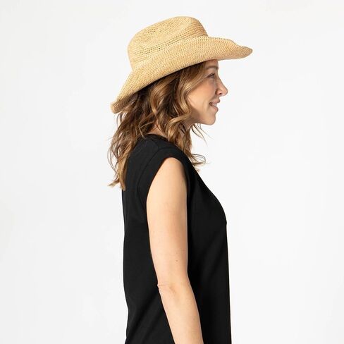 San Diego Hat Co. INES - Women's Crochet Raffia Cowboy Ivory in Saudi Arabia