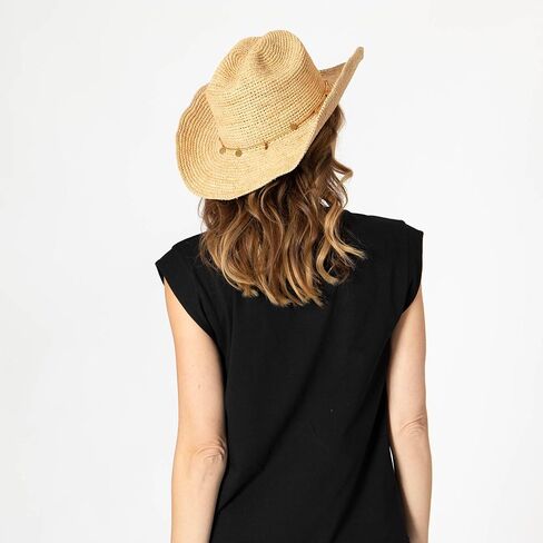 San Diego Hat Co. INES - Women's Crochet Raffia Cowboy Ivory in Saudi Arabia