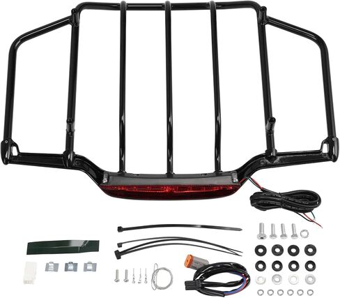 TCT-MT Luggage Rack with LED Light Fit for Harley Air Wing Trunk Touring FLH FLHX FLHR FLTR 1993-2013 Electra Glide Classic FLHTC Black 12 in Saudi Arabia