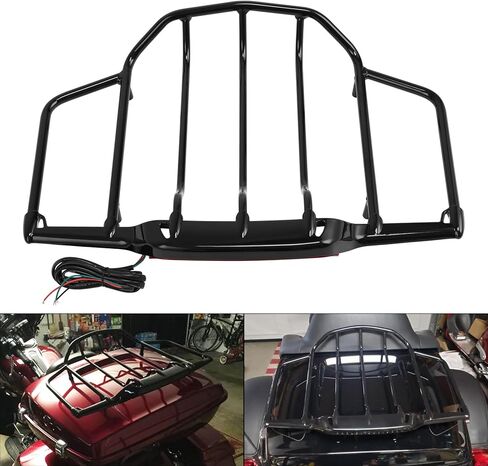 TCT-MT Luggage Rack with LED Light Fit for Harley Air Wing Trunk Touring FLH FLHX FLHR FLTR 1993-2013 Electra Glide Classic FLHTC Black 12 in Saudi Arabia