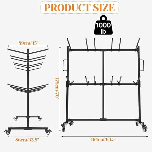 عربة كرسي قابلة للطي، رف كرسي عالي التحمل بطبقتين مع عجلات (إجمالي يصل إلى 1000 رطل) - يحمل ما يصل إلى 84 كرسيًا قابلًا للطي أو 12 طاولة قابلة للطي + 42 كرسيًا، يتضمن غطاء وحزامين، للمدارس والكنائس in Kuwait