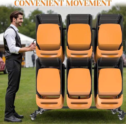 عربة كرسي قابلة للطي، رف كرسي عالي التحمل بطبقتين مع عجلات (إجمالي يصل إلى 1000 رطل) - يحمل ما يصل إلى 84 كرسيًا قابلًا للطي أو 12 طاولة قابلة للطي + 42 كرسيًا، يتضمن غطاء وحزامين، للمدارس والكنائس in Kuwait