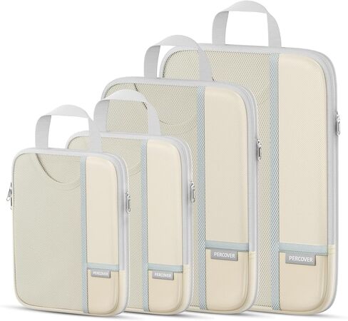 Percover Compression Packing Cubes 8-Piece Set, Packing Cubes Compression for Travel with Laundry Bag & Shoe Bag, Travel Organizer for Carry On & Checked Luggage, Pink in Saudi Arabia