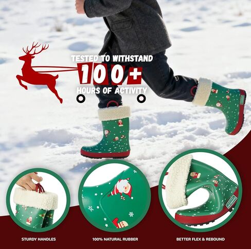 Toddler Rain Boots with Easy-On Handles – Waterproof Lightweight Non-Slip Rubber Boots for Boys & Girls, Cute Cartoon Patterns in Kuwait
