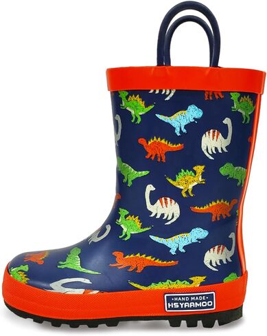 Toddler Rain Boots with Easy-On Handles – Waterproof Lightweight Non-Slip Rubber Boots for Boys & Girls, Cute Cartoon Patterns in Kuwait