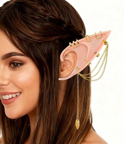 KYLELOVE آذان قزم مع مجموعة ثقب للحفلات التنكرية 3 أزواج من آذان الجنية الجنية الناعمة مع أصفاد القمر الجنية الأذن قزم القرط للنساء البالغات زي حفلة التقاط الصور in Kuwait