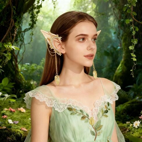 KYLELOVE آذان قزم مع مجموعة ثقب للحفلات التنكرية 3 أزواج من آذان الجنية الجنية الناعمة مع أصفاد القمر الجنية الأذن قزم القرط للنساء البالغات زي حفلة التقاط الصور in Kuwait