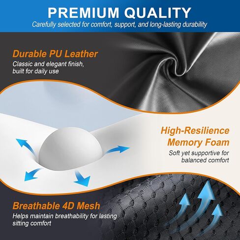 Lumbar Support Pillow for Car: Ergonomic Memory Foam Lumbar Pillow for Long Drives, Lower Back Support for Pain Relief, Dual Adjustable Straps, Back Cushion for Car Seat, Office Chair - Black in Kuwait