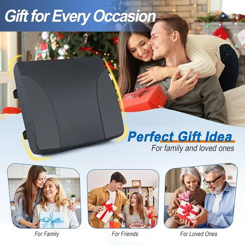 Lumbar Support Pillow for Car: Ergonomic Memory Foam Lumbar Pillow for Long Drives, Lower Back Support for Pain Relief, Dual Adjustable Straps, Back Cushion for Car Seat, Office Chair - Black in Kuwait