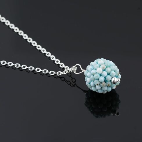 ColouredRocks LARIMAR الأحجار الكريمة الخرز العصرية قلادة قلادة، ارتداء اليومي النساء المجوهرات، عيد ميلاد، هدية الذكرى السنوية للأم، أمي، زوجة، ابنة، صديقة، النحاس المطلي بالفضة 18 بوصة in Kuwait