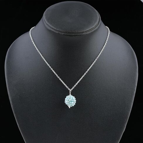 ColouredRocks LARIMAR الأحجار الكريمة الخرز العصرية قلادة قلادة، ارتداء اليومي النساء المجوهرات، عيد ميلاد، هدية الذكرى السنوية للأم، أمي، زوجة، ابنة، صديقة، النحاس المطلي بالفضة 18 بوصة in Kuwait