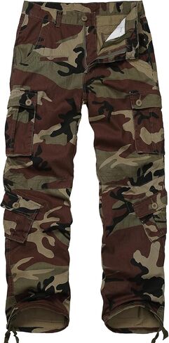 Men's Cotton Cargo Tactical Pants for Casual Work Travel Wild Streetwear with 9 Pockets Relaxed Fit No Belt in Saudi Arabia