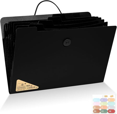 SAYEEC Expanding File Folder, 13 Pockets Accordion File Organizer with 12 Labels, Expandable Plastic Filing Folders, Letter A4 Portable Document Paper Organizer for School Office Home (Green, 1Pack) in Saudi Arabia