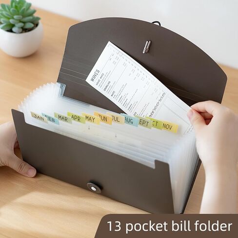 Check Size 13 Pocket Expanding File Folder, Accordion File Organizer Wallet Case for Coupon Receipt Storage,Business Document Organizer Wallet,10 x 5.5 inches in Saudi Arabia