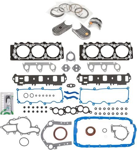 Evergreen SA-5494198113-2 Full Gasket Set Bearings Rings Compatible With/For 91-95 Ford Mercury 3.0L OHV in Saudi Arabia