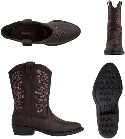 Deer Stags Boy's Ranch Western Boot / Dark Brown/Pink / sz 1 Little Kid / Medium in Saudi Arabia