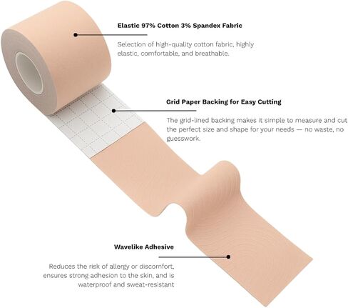 Boob Tape - Breast Lift Tape for Large Breasts with 2 Pcs Reusable Silicone Nipple Covers, Waterproof Boobtape for A-G Cup, Strong Hold Invisible Support for Backless, Strapless Dresses (Beige, 2in) in Saudi Arabia
