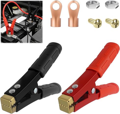2PCS Jumper Cable Clamps Heavy Duty with Non-Slip Handle,12-24V 1000A Battery Charger Clamps Replacement with Terminals,Battery Clamp Alligator Clips for Batteries Charger in Kuwait