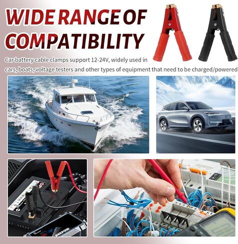 2PCS Jumper Cable Clamps Heavy Duty with Non-Slip Handle,12-24V 1000A Battery Charger Clamps Replacement with Terminals,Battery Clamp Alligator Clips for Batteries Charger in Kuwait