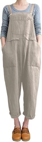 Aedvoouer Women's Linen Overalls Casual Jumpsuits Wide Leg Rompers Baggy Bib Summer Outfits with Pockets in Saudi Arabia