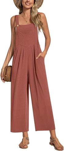Anyally Women's Casual Jumpsuits Sleeveless Wide Leg Overalls Adjustable Romper with Pockets 2026 Summer Trendy Outfits in Saudi Arabia