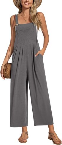 Anyally Women's Casual Jumpsuits Sleeveless Wide Leg Overalls Adjustable Romper with Pockets 2026 Summer Trendy Outfits in Saudi Arabia