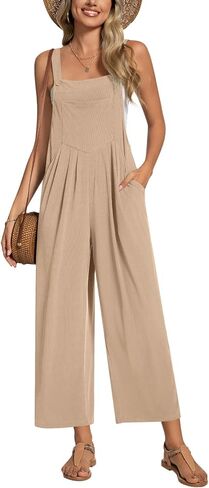 Anyally Women's Casual Jumpsuits Sleeveless Wide Leg Overalls Adjustable Romper with Pockets 2026 Summer Trendy Outfits in Saudi Arabia