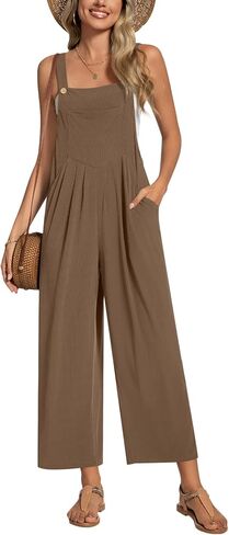 Anyally Women's Casual Jumpsuits Sleeveless Wide Leg Overalls Adjustable Romper with Pockets 2026 Summer Trendy Outfits in Saudi Arabia