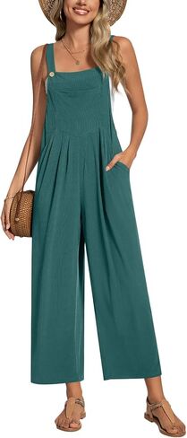 Anyally Women's Casual Jumpsuits Sleeveless Wide Leg Overalls Adjustable Romper with Pockets 2026 Summer Trendy Outfits in Saudi Arabia