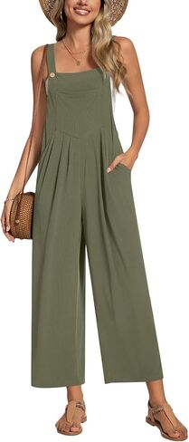 Anyally Women's Casual Jumpsuits Sleeveless Wide Leg Overalls Adjustable Romper with Pockets 2026 Summer Trendy Outfits in Saudi Arabia