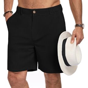 شورت Puimentiua رجالي من القطن كاجوال، شورت جولف صيفي كاجوال للعمل على الشاطئ مع خصر مطاطي برباط in Kuwait