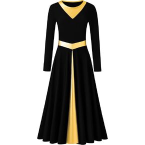 فستان رقص نسائي مدح، ملابس رقص طقوسية، العبادة بطول كامل في الكنيسة | أبيض، أزرق، أسود in Kuwait