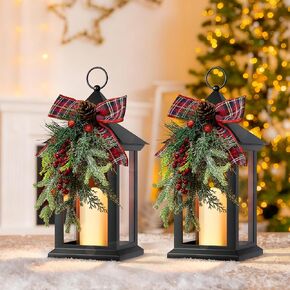 فوانيس ديكور داخلية، عبوتان من فوانيس الشموع المزخرفة باللون الأسود مع مؤقت، فانوس عتيق مقاوم للماء مع شمعة تعمل بالبطارية، فوانيس معلقة في الهواء الطلق للشرفة والفناء وديكور الزفاف in Kuwait