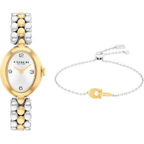 COACH Sammy Women's 2H Quartz Watch Gift Set with Matching Adjustable Jewelry Bracelet - Oval Case - Minimalist Style - Gift for Her - 22.5mm in Saudi Arabia